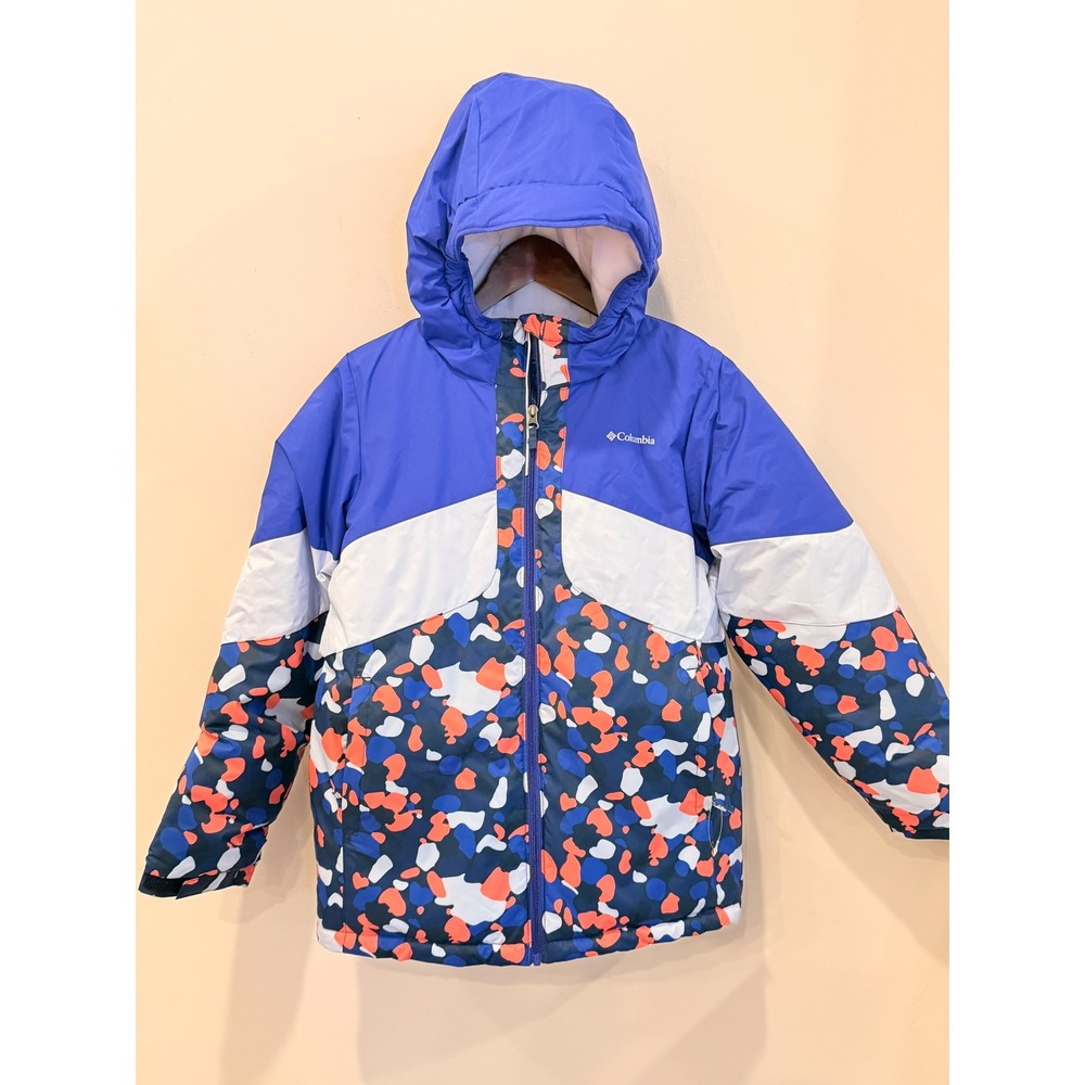 Columbia Girls L 14/16 Insulated Ski Winter Jacket Blue Coral Hooded NWOT